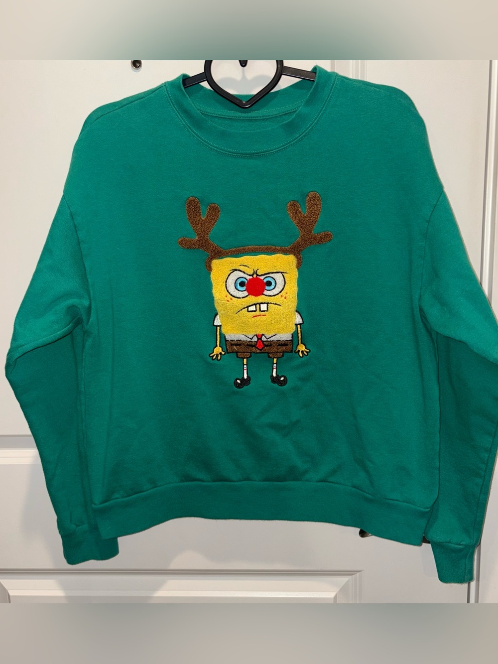 Green SpongeBob Reindeer Ugly Christmas Sweater